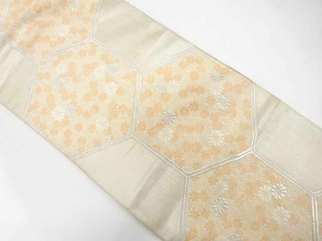 JAPANESE KIMONO / ANTIQUE FUKURO OBI / SILK / WOVEN KIKKO PATTERN